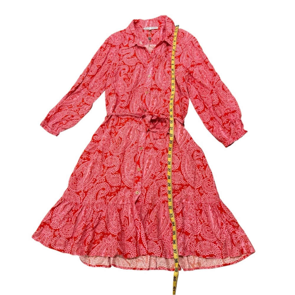 Heidi Klein Tangier Paisley-Print Mini Shirt Dress In Red And Pink Size L Mini - Picture 5 of 10
